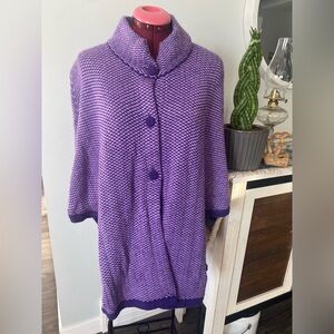 Chic Purple Women's Alpaca Wool Knit Poncho